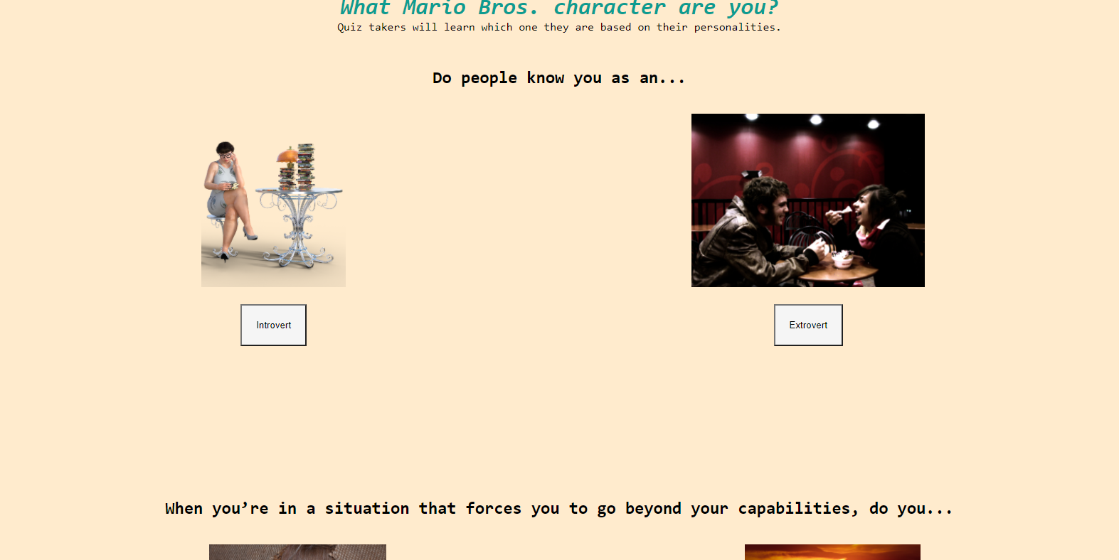 This is a screenshot of the personality quiz.